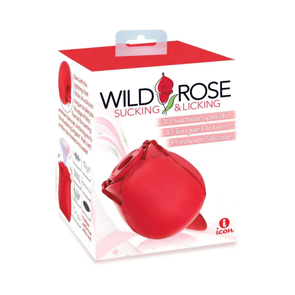 Wild Rose & Tongue Rechargeable Silicone Clitoral Stimulator with Suction - Buy At Luxury Toy X - Free 3-Day Shipping