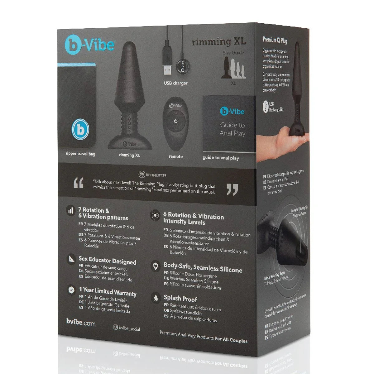 b-Vibe Rimming Plug XL Extra-Large Rotating Vibrating Anal Plug b-Vibe Rimming Plug XL Extra-Large Rotating Vibrating Anal Plug