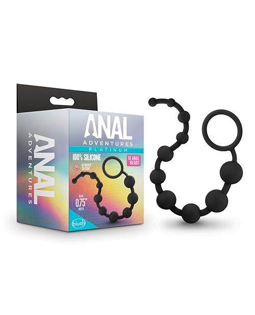 Blush Anal Adventures Platinum Silicone 10 Anal Beads - Black - Buy At Luxury Toy X - Free 3-Day Shipping