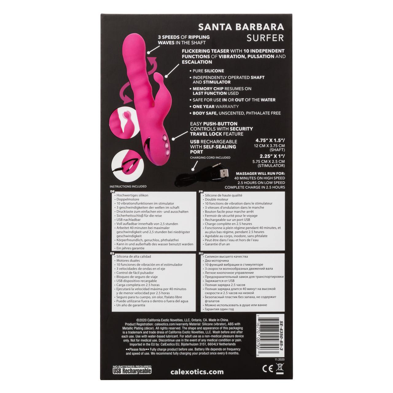 California Dreaming Santa Barbara Surfer Silicone Rechargeable Rabbit Vibrator - Buy At Luxury Toy X - Free 3-Day Shipping