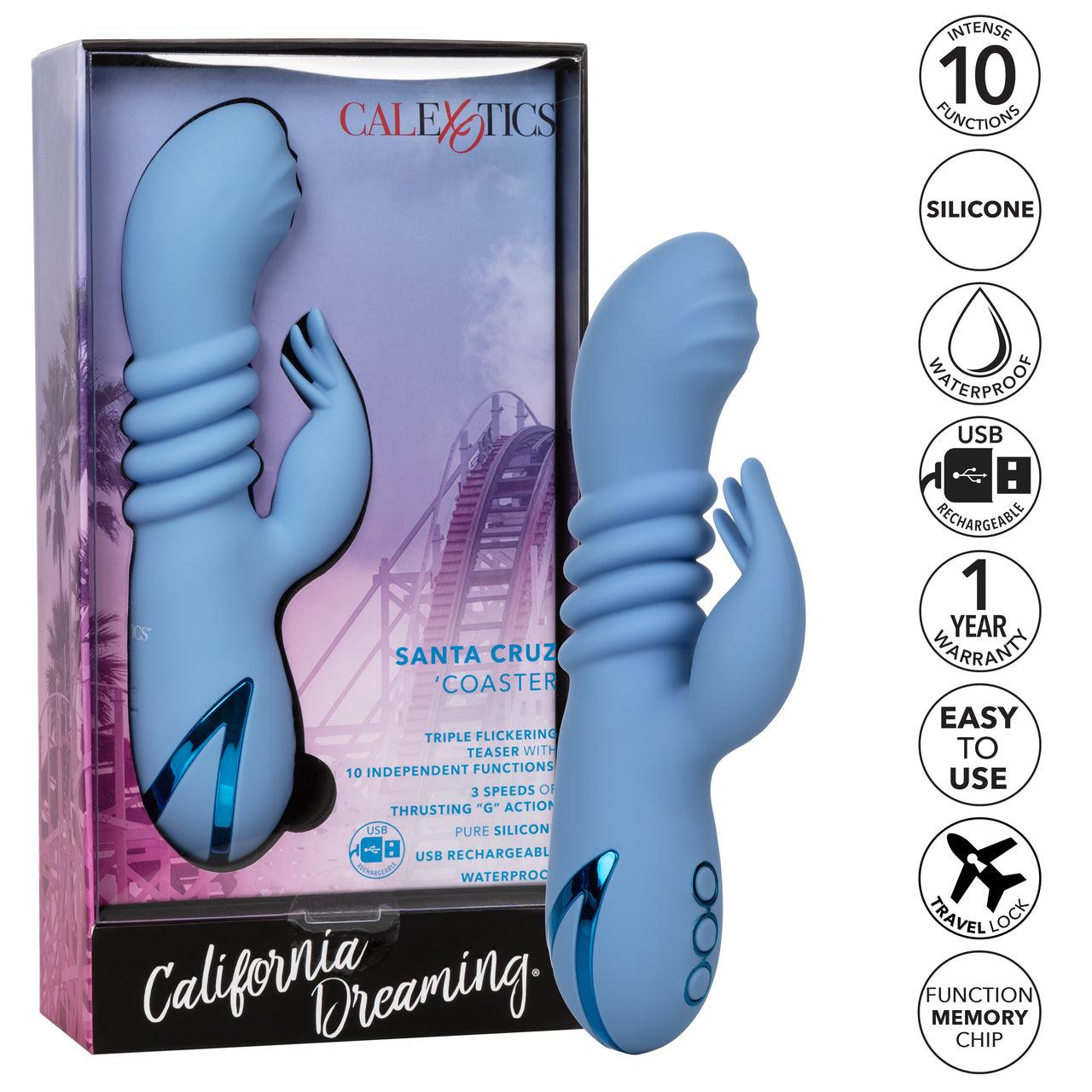 California Dreaming Santa Cruz Coaster Silicone Rechargeable Rabbit Vibrator - Buy At Luxury Toy X - Free 3-Day Shipping