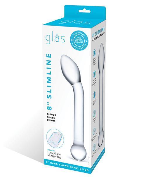8" Slimline G spot Glass Dildo