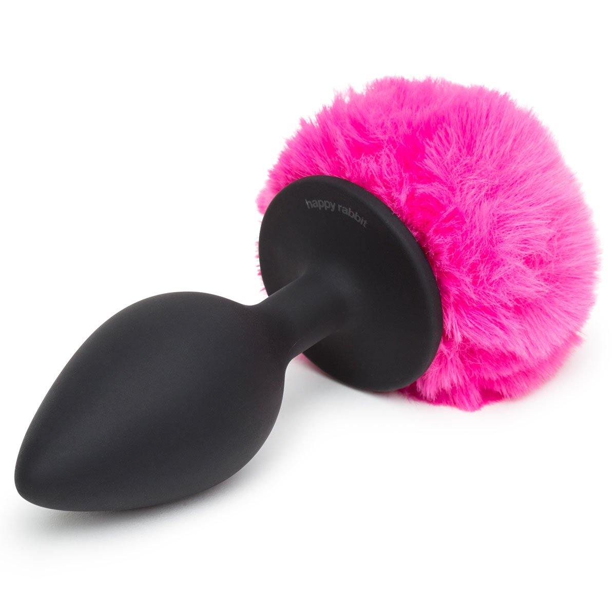 Happy Rabbit Butt Plug Black-Pink Tail Large - Buy At Luxury Toy X - Free 3-Day Shipping