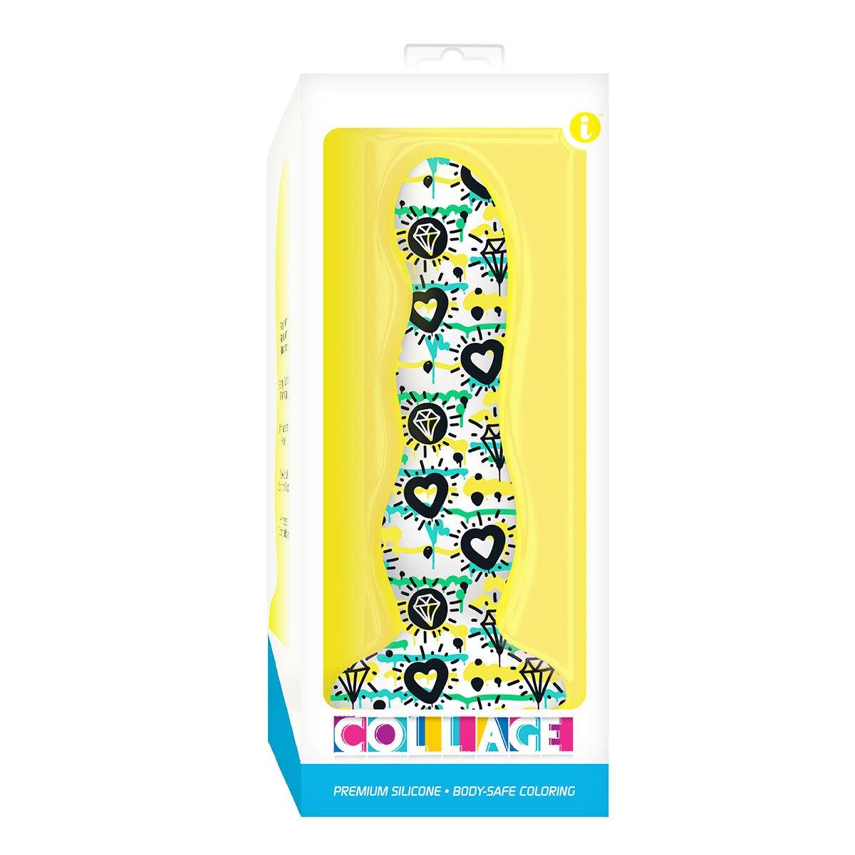 Icon Brands Collage Diamonds and Hearts Curvy Silicone Dil - Buy At Luxury Toy X - Free 3-Day Shipping
