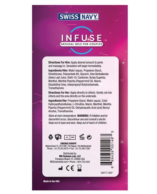 Swiss Navy Infuse Arousal Gels For Couples - Buy At Luxury Toy X - Free 3-Day Shipping